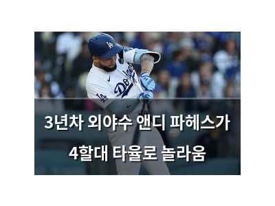 3년차 외야수 앤디 파헤스가 4할대 타율로 놀라움