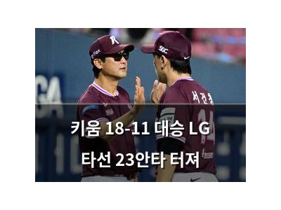 키움 18-11 대승 LG 타선 23안타 터져