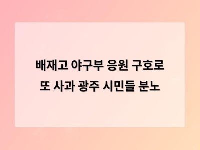 배재고 야구부 응원 구호로 또 사과 광주 시민들 분노