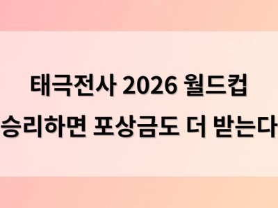 태극전사 2026 월드컵 승리하면 포상금도 더 받는다