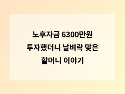 할머니가 6300만원 투자로 매달 36만원 이자를 기대하다가 돈을 잃었다